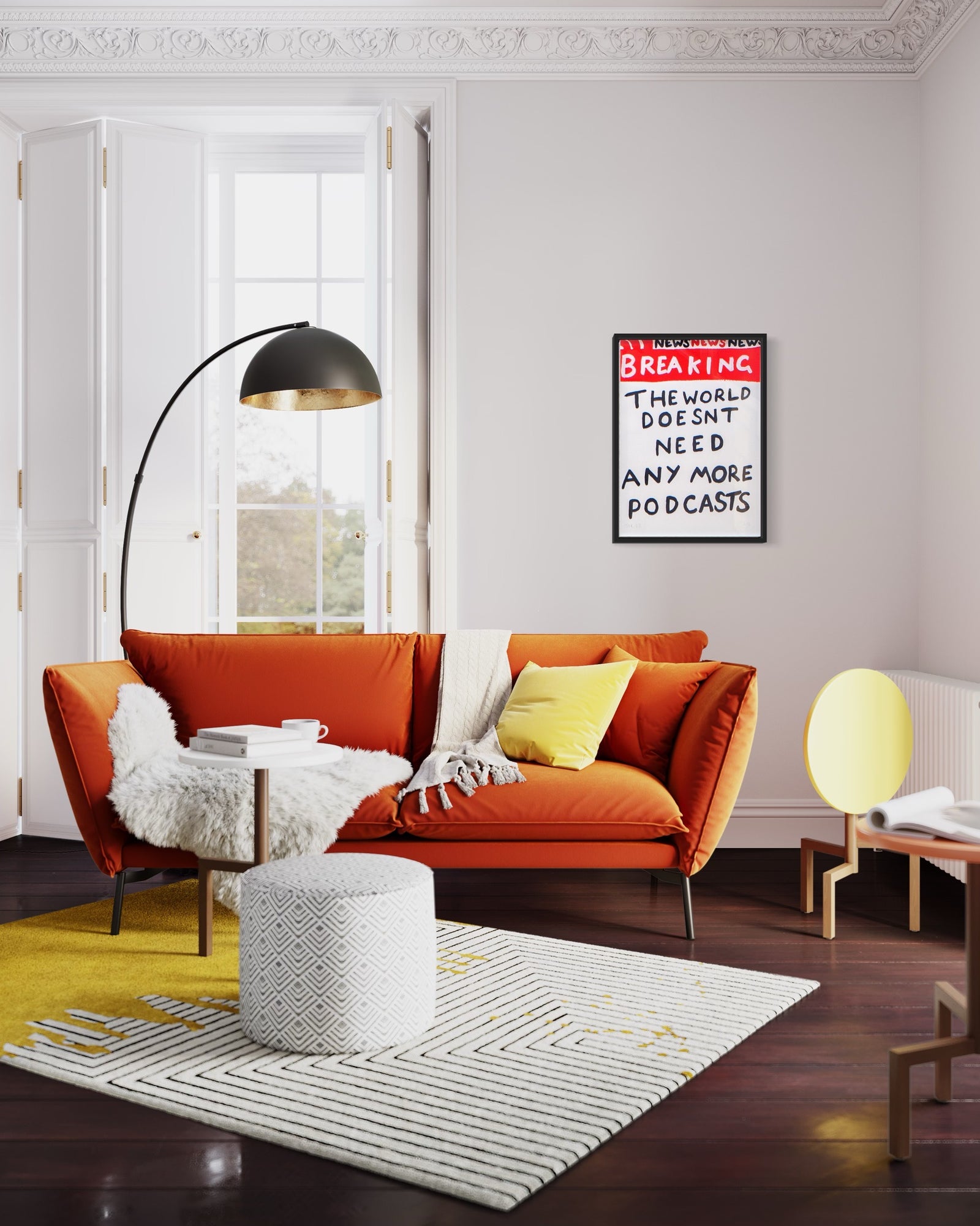 Breaking News: Podcasts (Framed) by Times New Roadman, a hand-finished hand finished screen print on 310gsm south bank coarse from 2022