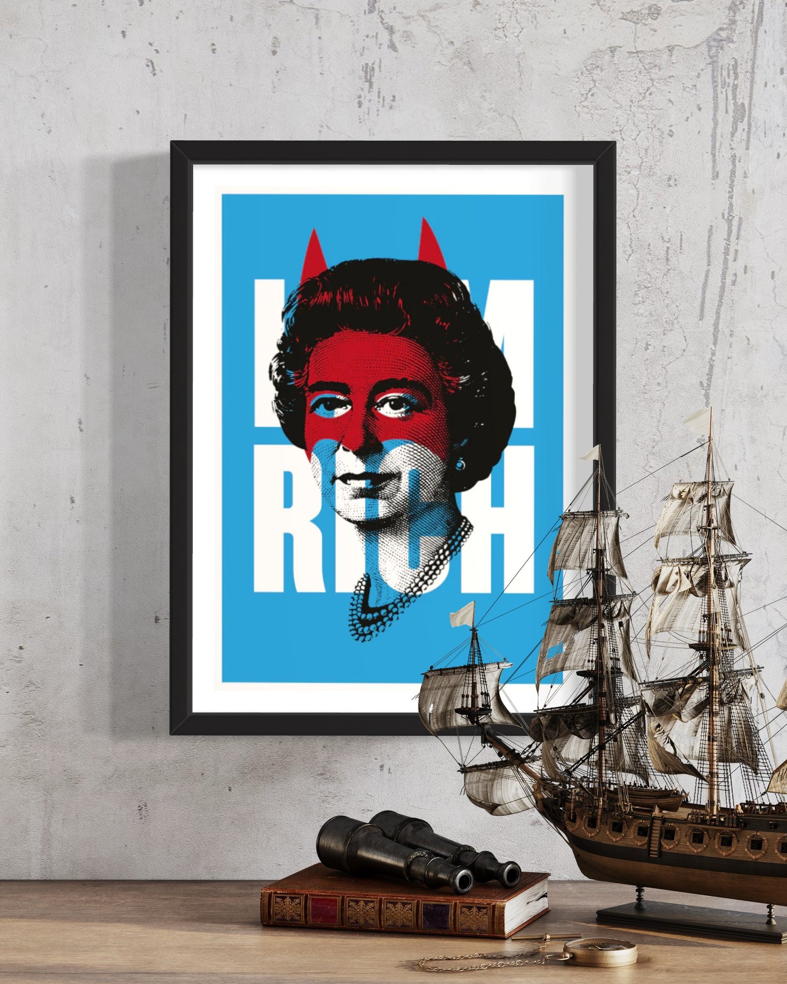 Rich Enough To Be Batman - HRH I am Rich Blue and Red by Heath Kane, a limited edition four colour screen print on southbank coarse 310gsm paper from 2021