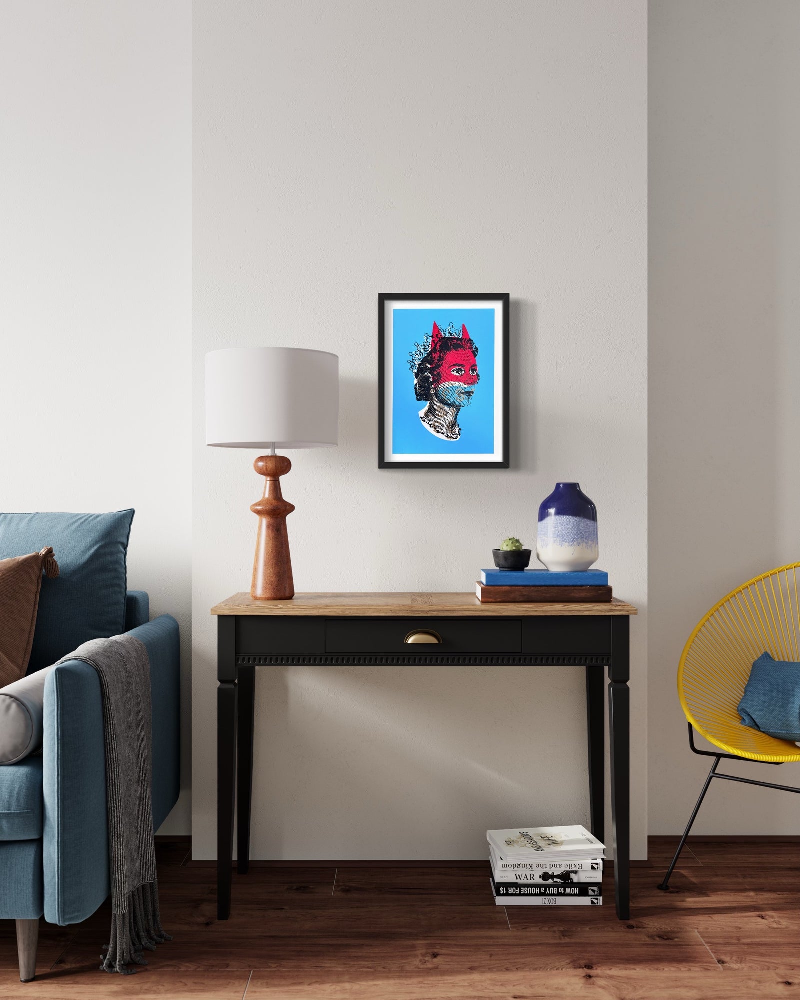 Rich Enough To Be Batman - Lizzie Light Blue and Red Currency by Heath Kane, a limited edition four colour screen print on southbank coarse 310gsm paper from 2021