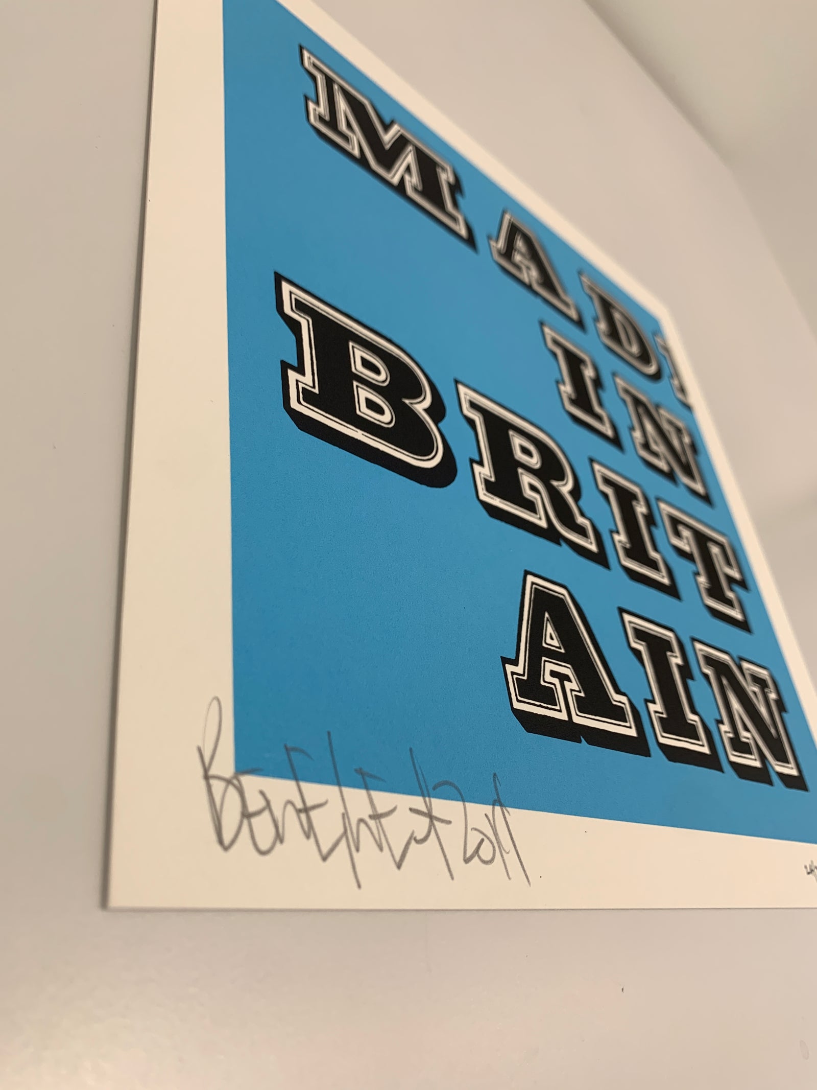 Mad In Britain – Fluro Blue by Ben Eine, a limited edition 2 colour screen print on somerset satin 300gsm paper from 2019