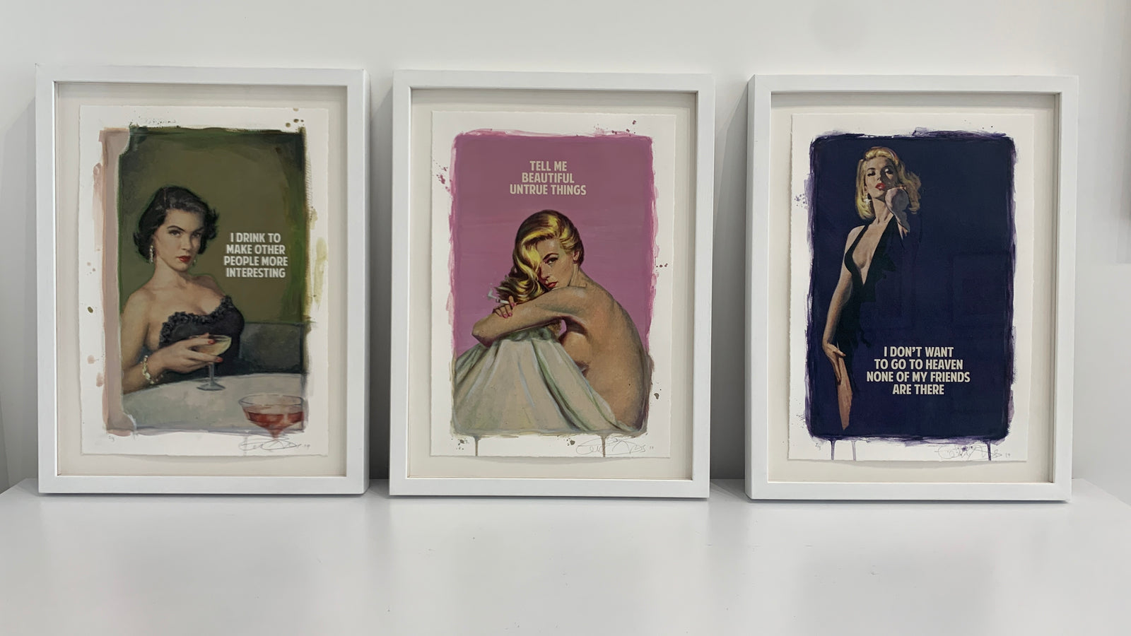 I Drink To Make People More Interesting   – Green (Framed) by The Connor Brothers, a limited edition hand coloured giclée print in oil, pastel and varnish. from 2021