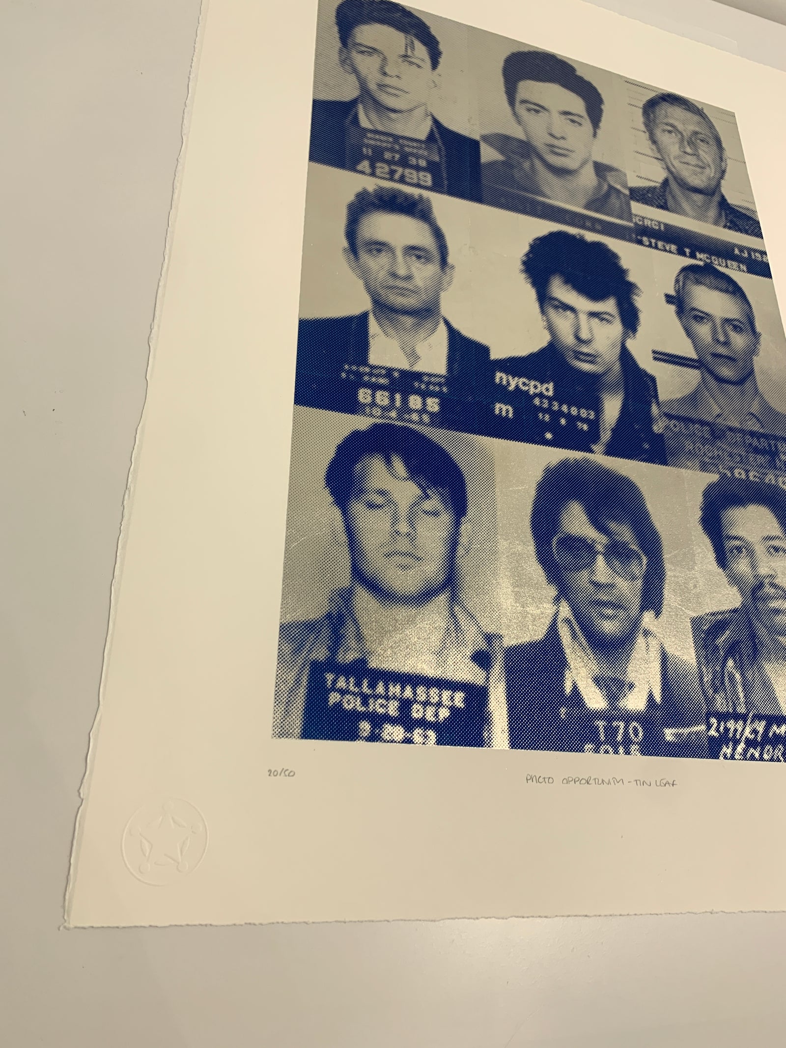 Photo Opportunity - Tin Leaf (Special Anniversay Edition) by Russell Marshall, a limited edition 1 colour screen print with tin leaf on deckled somerset satin white 300gsm paper from 2020