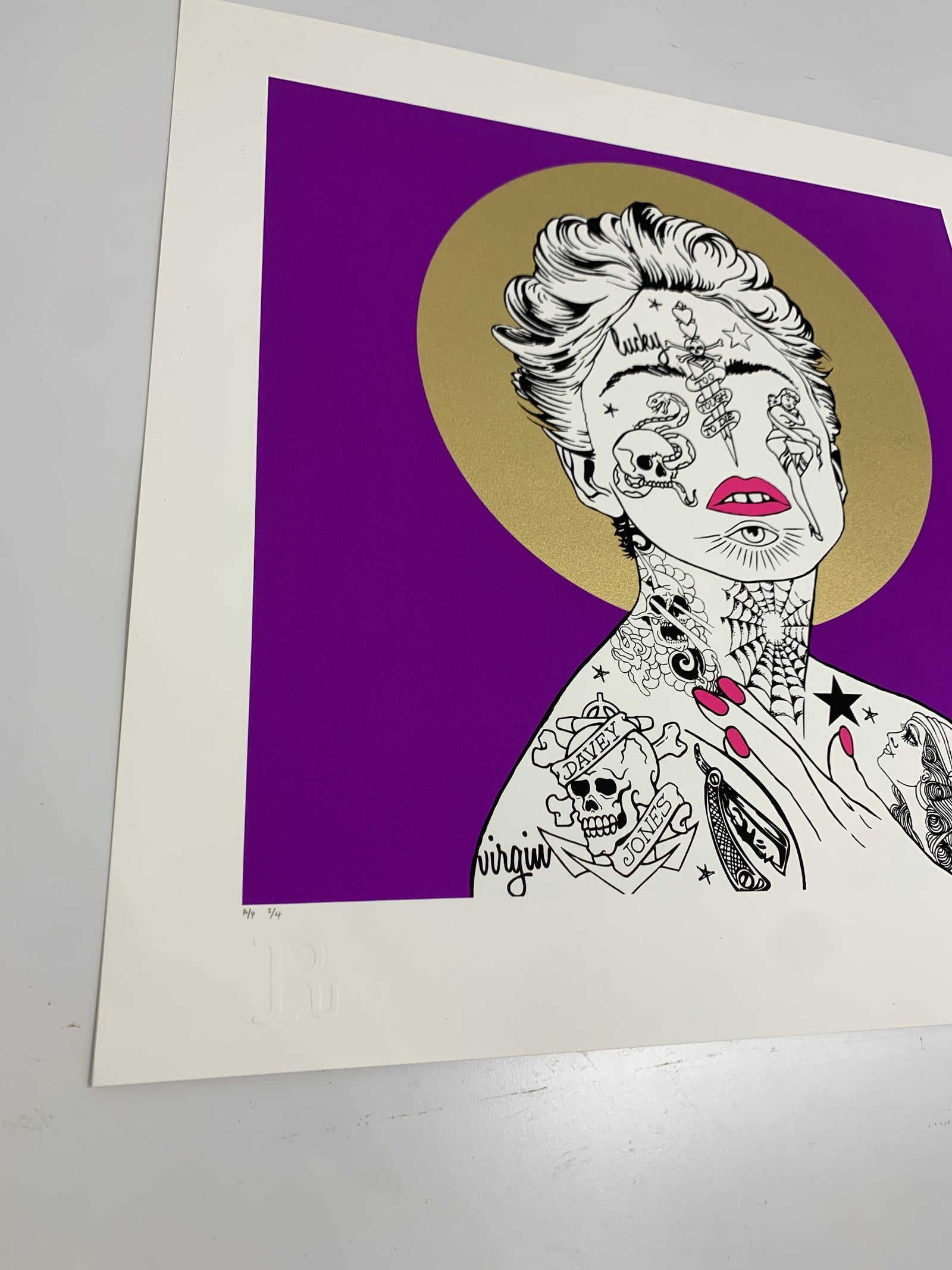 Madonna (Purple) by Rugman, a limited edition 4 colour screen-print on somerset satin 300gsm paper from 2014