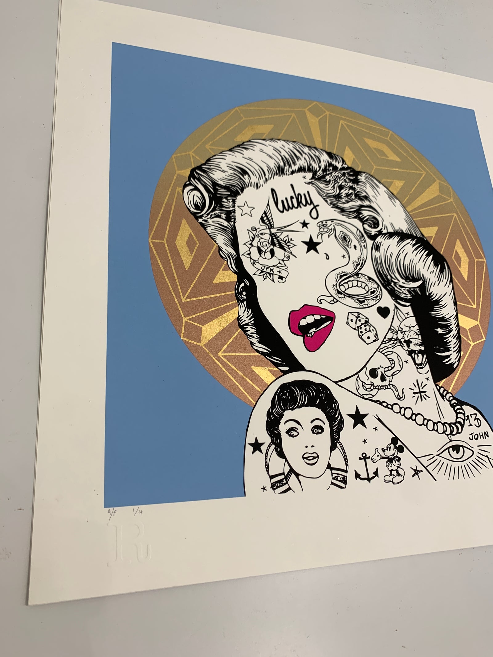 Marilyn - Gold Leaf Premium Edition by Rugman, a limited edition 5 colour print with 24ct gold leaf on somerset satin 300gsm paper from 2015