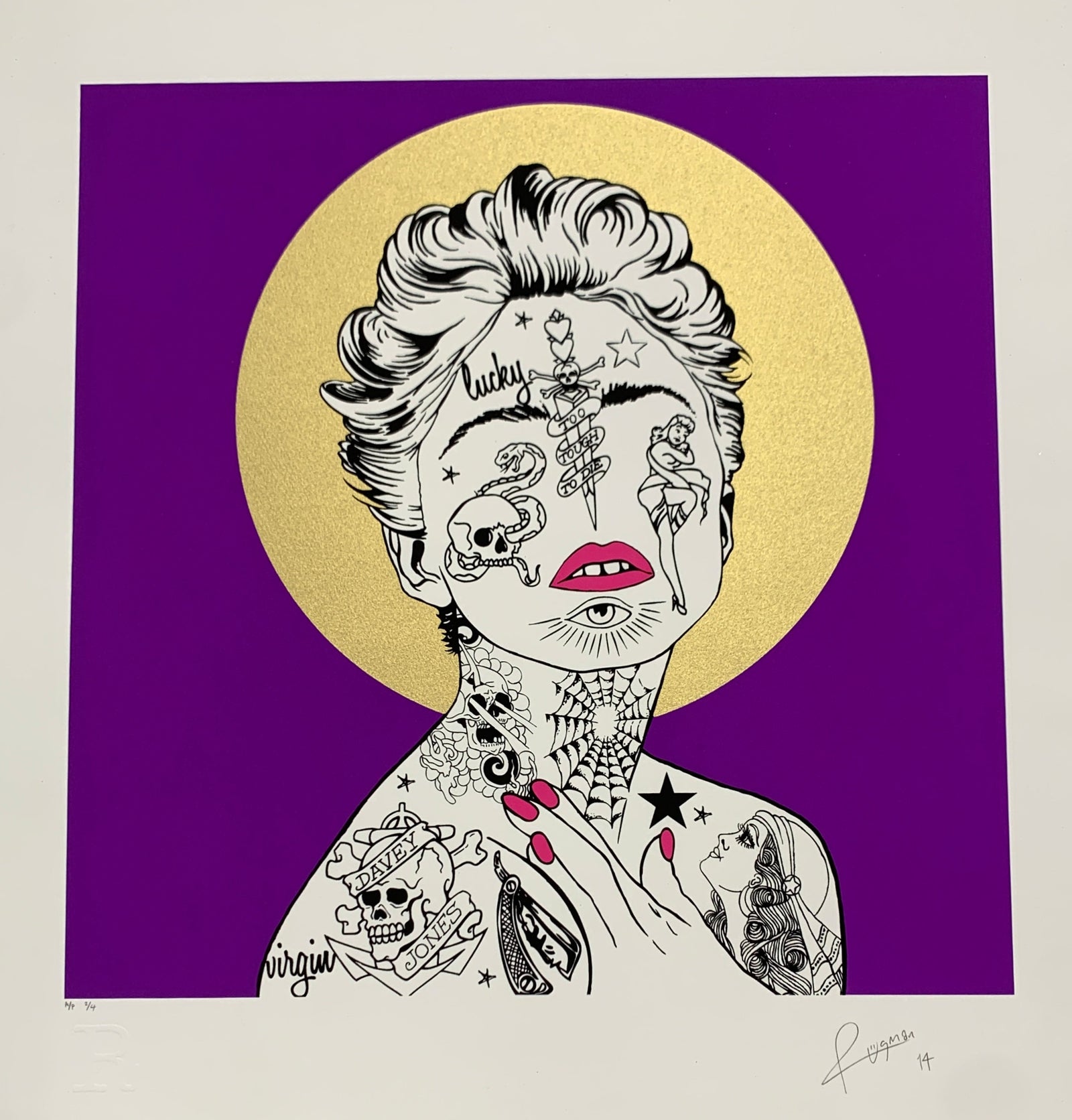 Madonna (Purple) by Rugman, a limited edition 4 colour screen-print on somerset satin 300gsm paper from 2014