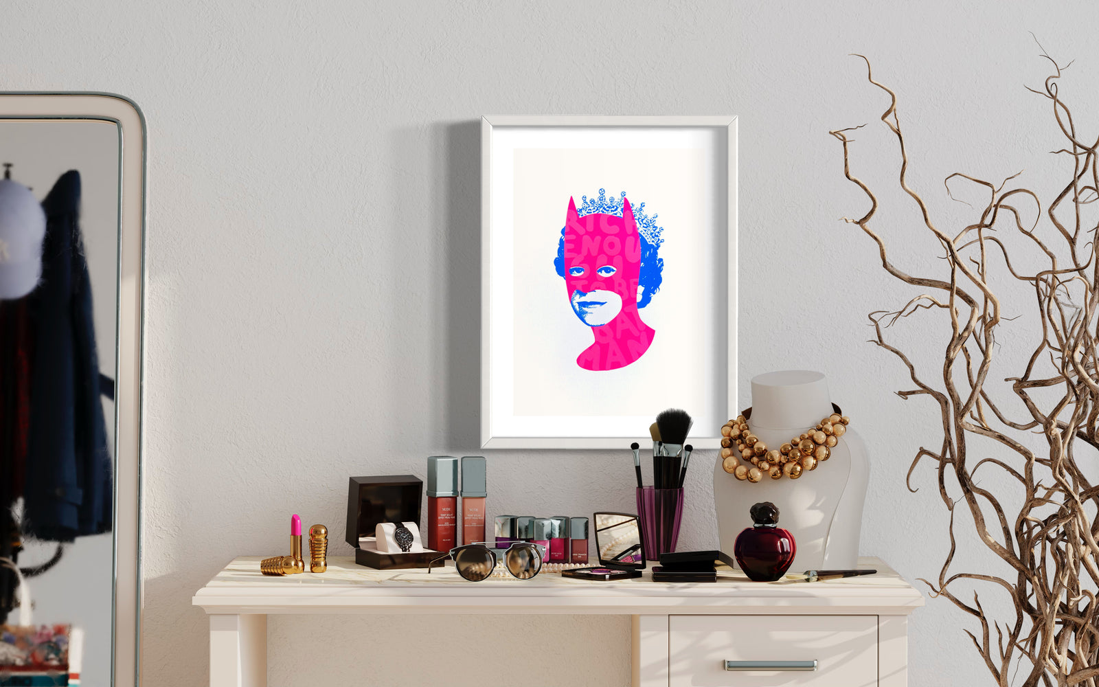 Rich Enough to be Batman Classic - Pink and Blue by Heath Kane, a limited edition four colour screen print on southbank coarse 310gsm paper from 2021