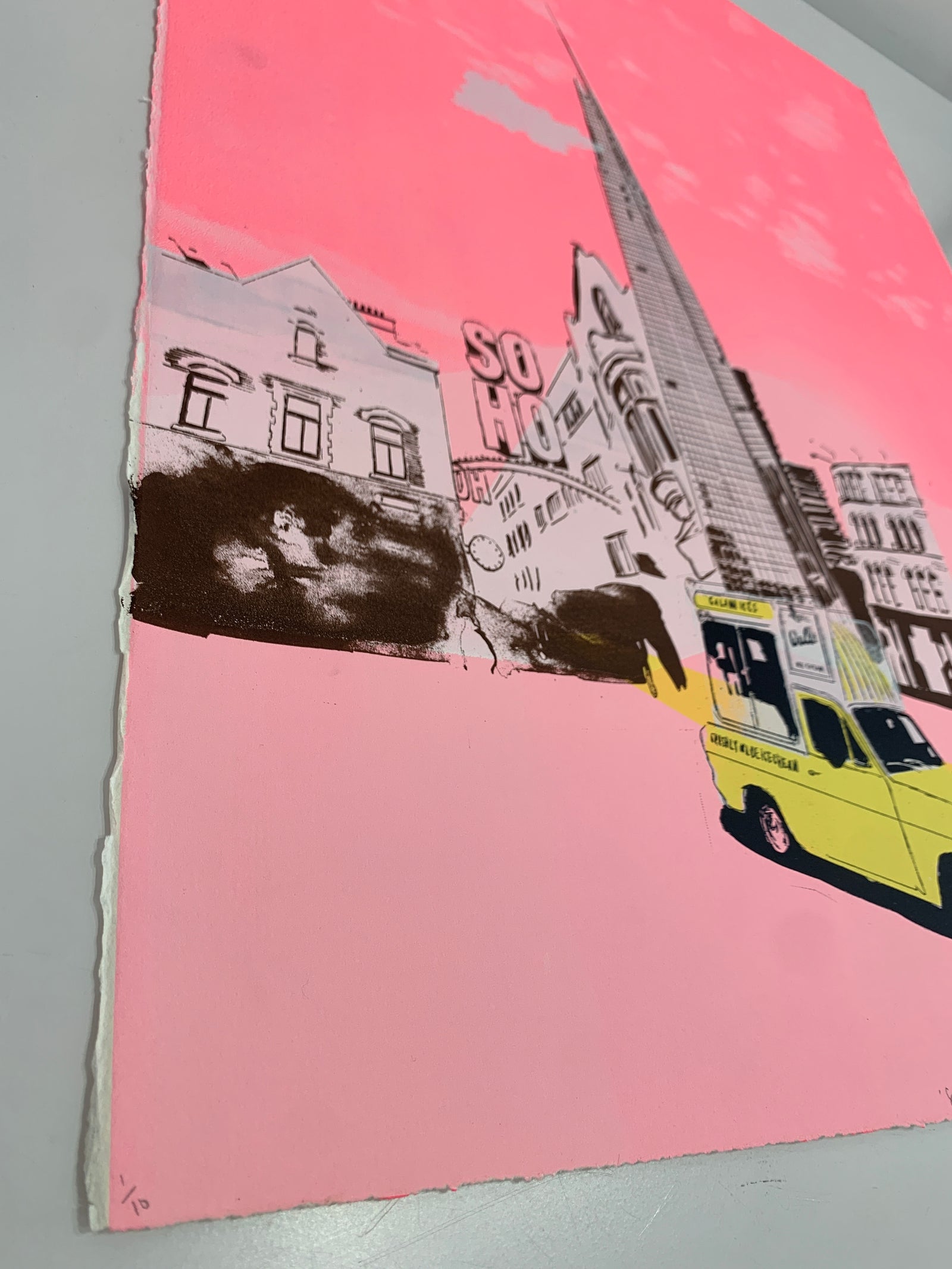 Summer Vibes in Pink by Anna Marrow, a limited edition 8 colour screen-print on somerset satin 350gsm paper from 2021