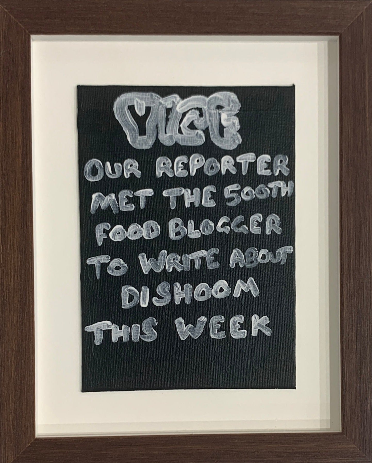 Dishoom (Framed) by Times New Roadman, a original hand painted with acrylic on canvas stretched board from 2022
