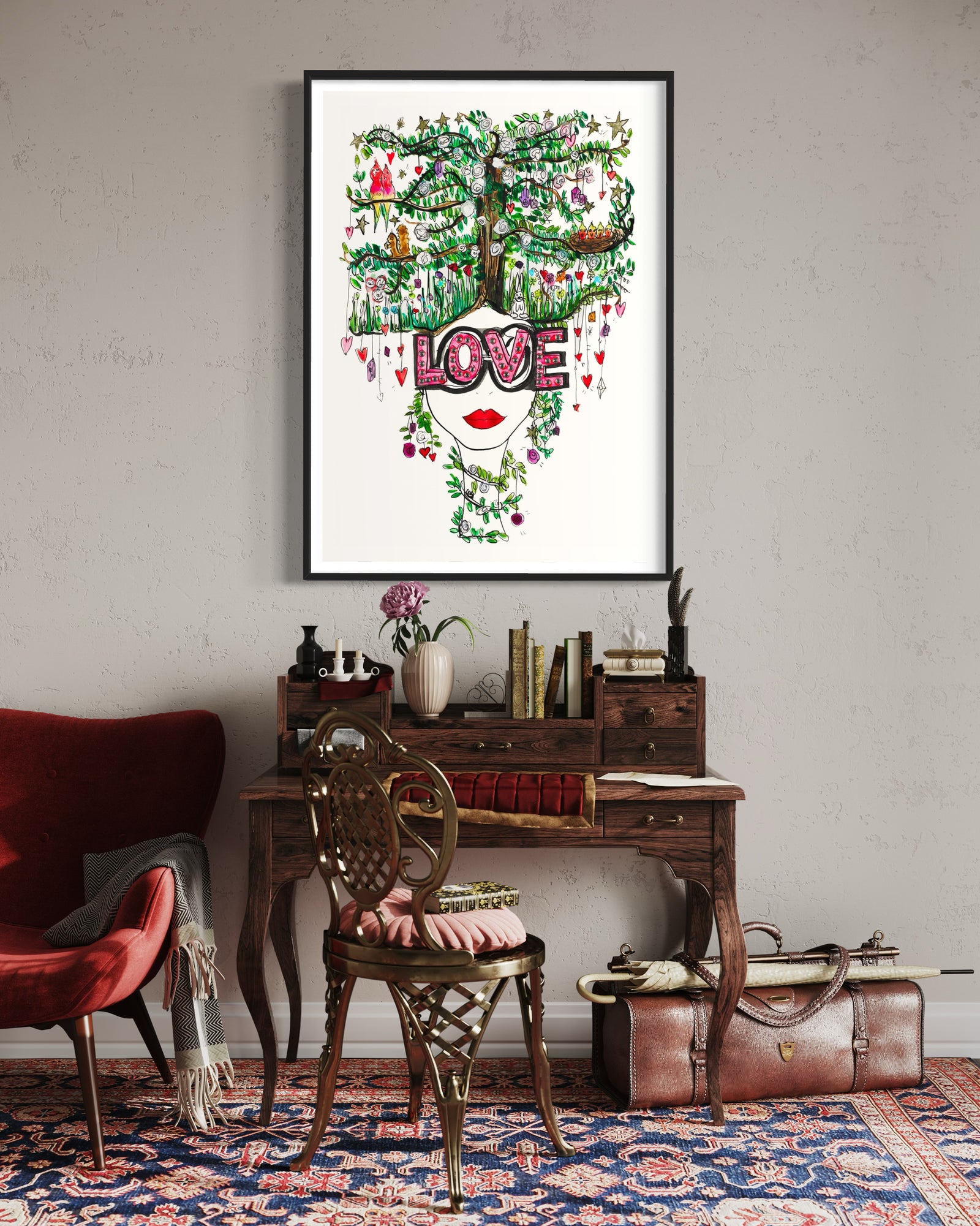 Blooming Love by Charlotte Posner, a original unique hand finished original print from 2021