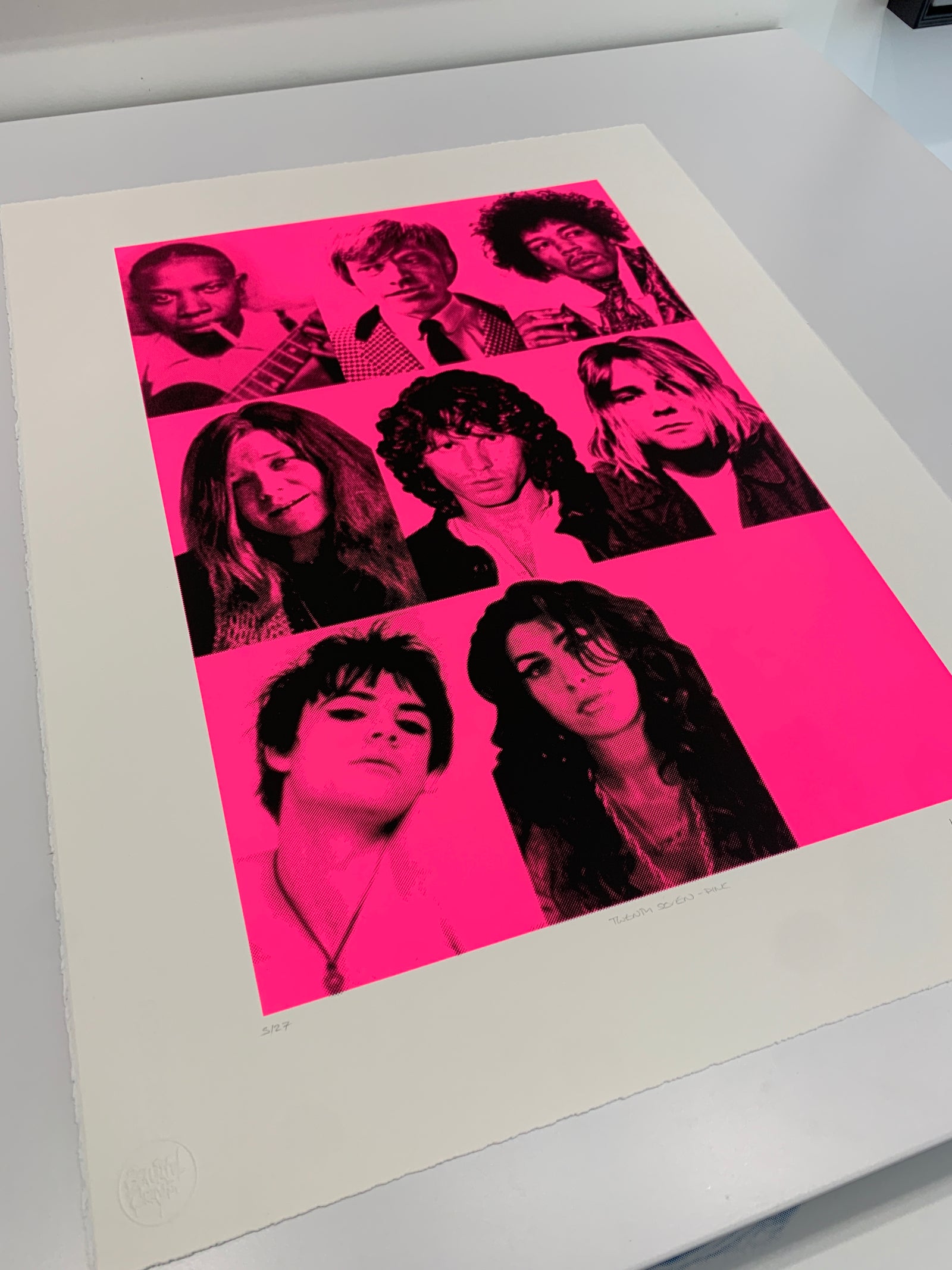 27 Club (Black and Pink) by Russell Marshall, a limited edition signed 2 colour silk screenprint on somerset satin 300gsm paper from 2018