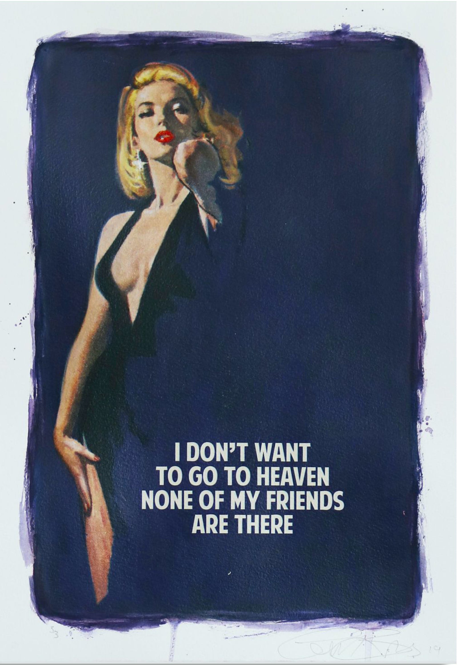 I Don't Want To Go To Heaven – Cobalt Blue (Framed) by The Connor Brothers, a limited edition hand coloured giclee print in oil, pastel and varnish. from 2021