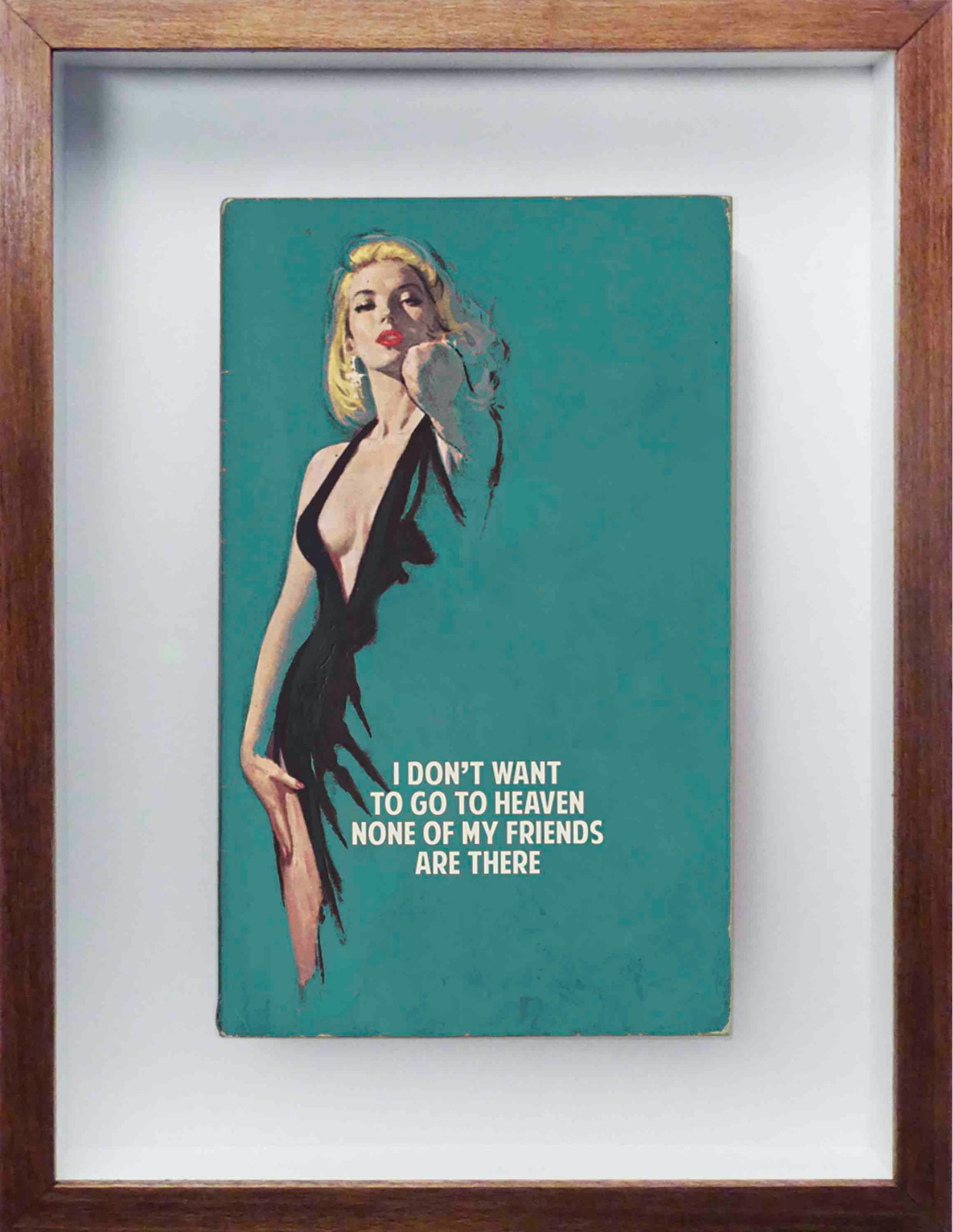I Don't Want To Go To Heaven – Green (Framed) by The Connor Brothers, a limited edition hand painted vintage paperback book with silkscreen from 2019