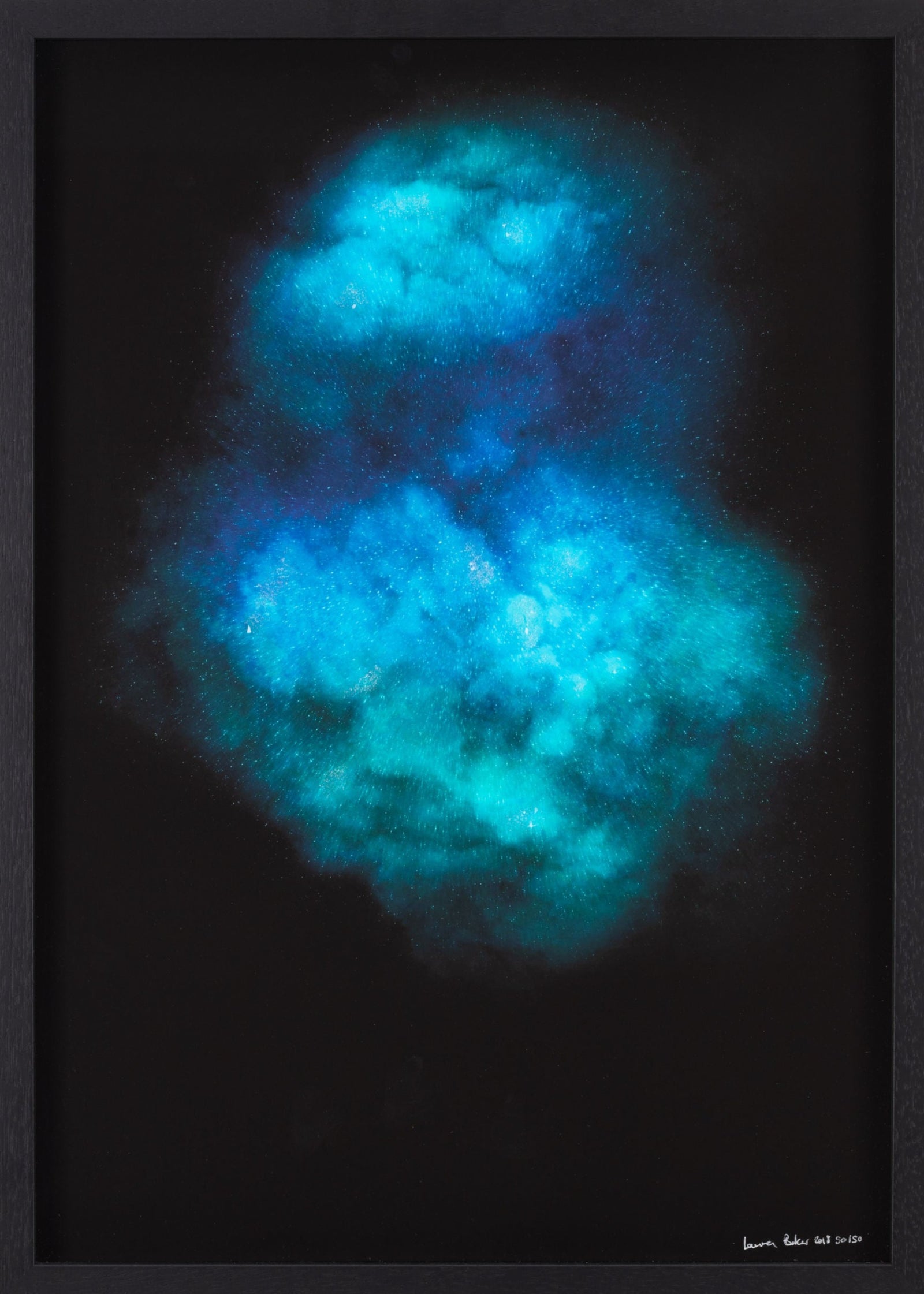 Galaxy Explosion (Diamond Dust - Turquoise) (Framed) by Lauren Baker, a limited edition museum quality hahnemuhle paper 308gsm photo rag with hand embellished diamond dust from 2018