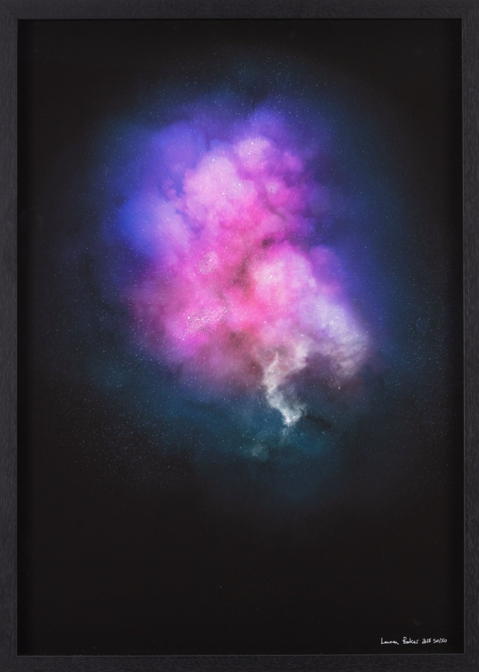 Galaxy Explosion (Diamond Dust - Purple) (Framed) by Lauren Baker, a limited edition museum quality hahnemuhle paper 308gsm photo rag with hand embellished diamond dust from 2018