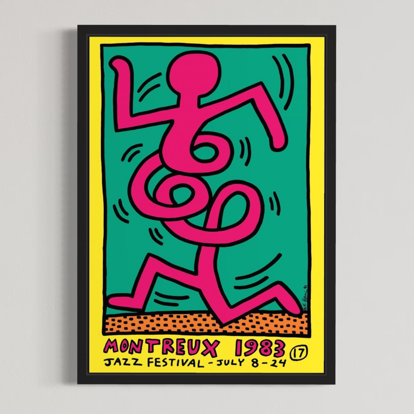 Montreux Jazz Festival (Yellow) (Framed) by Keith Haring