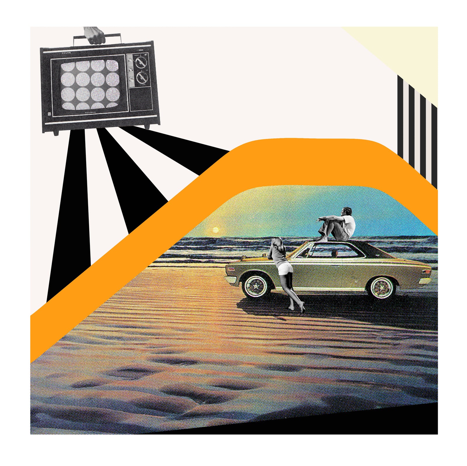 Cool Drive 1970 (Framed) by Poppy Faun