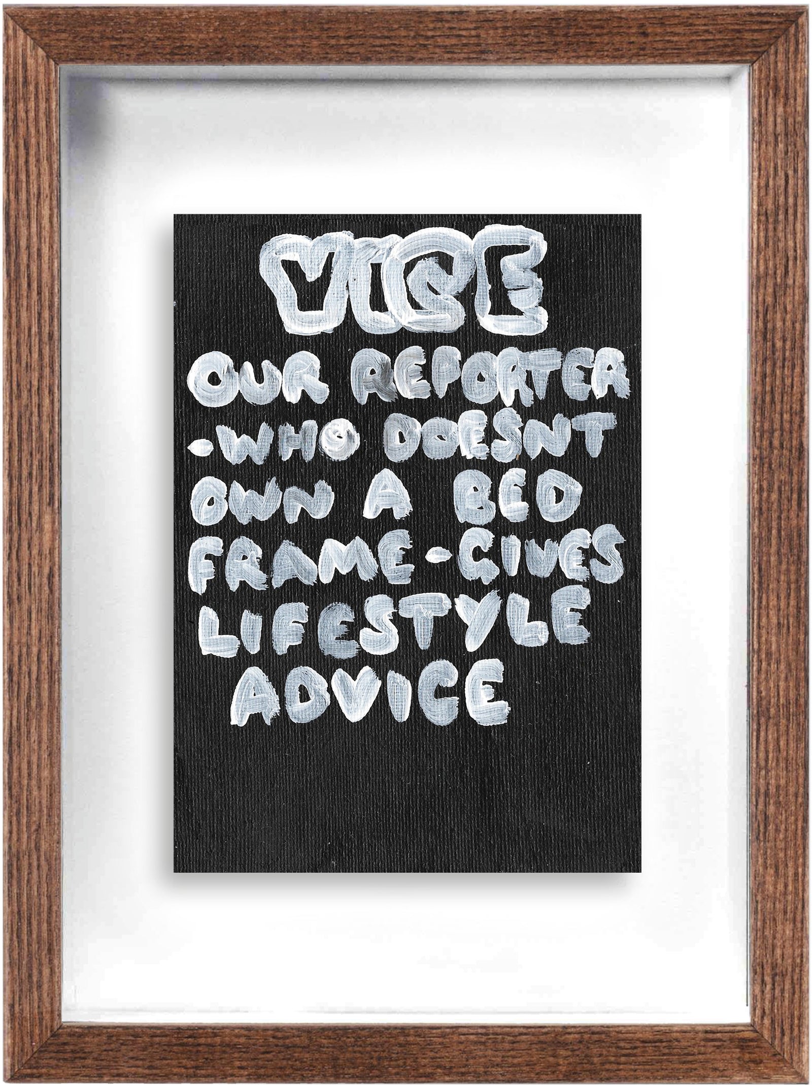 Bed Frame (Framed) by Times New Roadman, a original hand painted with acrylic on canvas stretched board from 2021