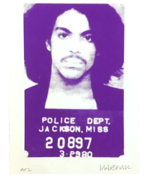 Prince - Purple Reign by Russell Marshall, a limited edition single colour screen print on somerset satin 300gsm paper, with deckled edge from 2017