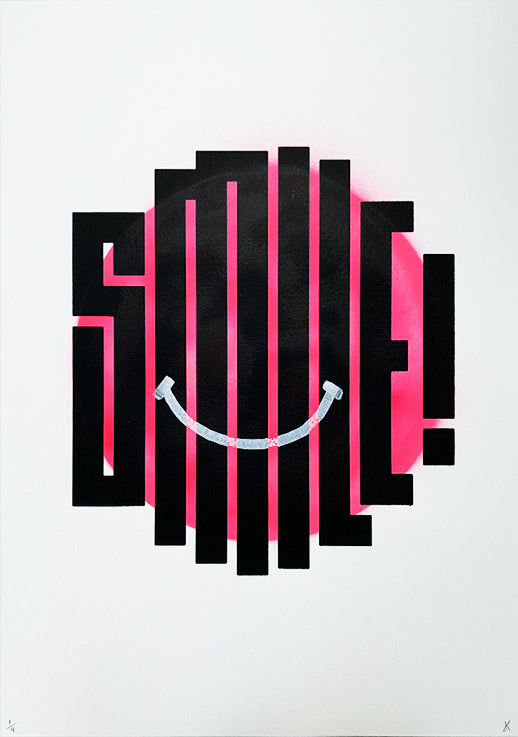 Smile - Pink (Spray-Painted) by James Kingman