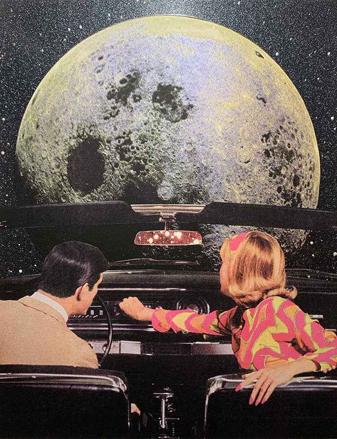 To the Moon and Back by Joe Webb, a limited edition 7 colour silkscreen with iridescent ink and glitter uv varnish from 2021