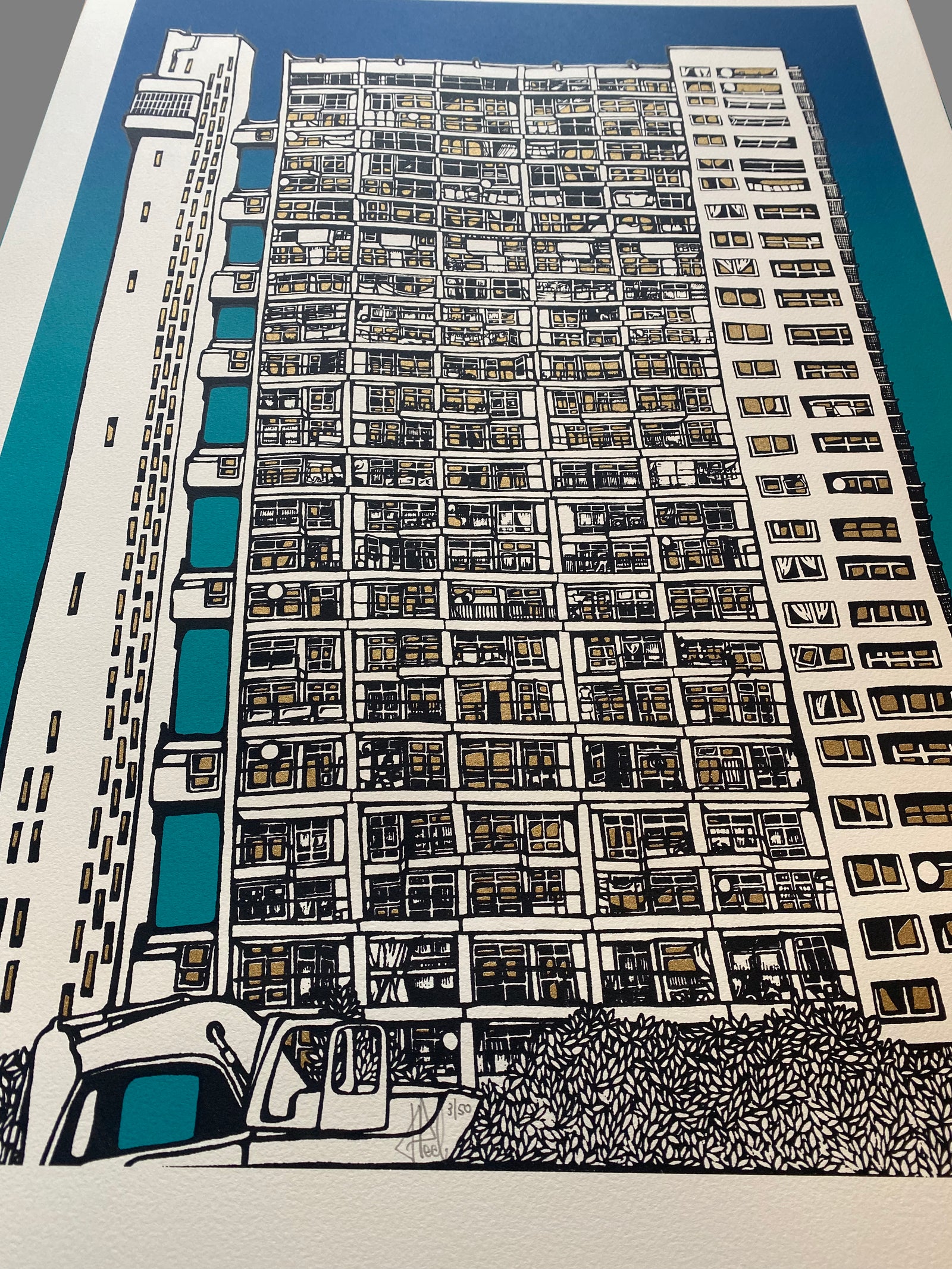 Trellick Tower (Northern Lights) by Jo Peel