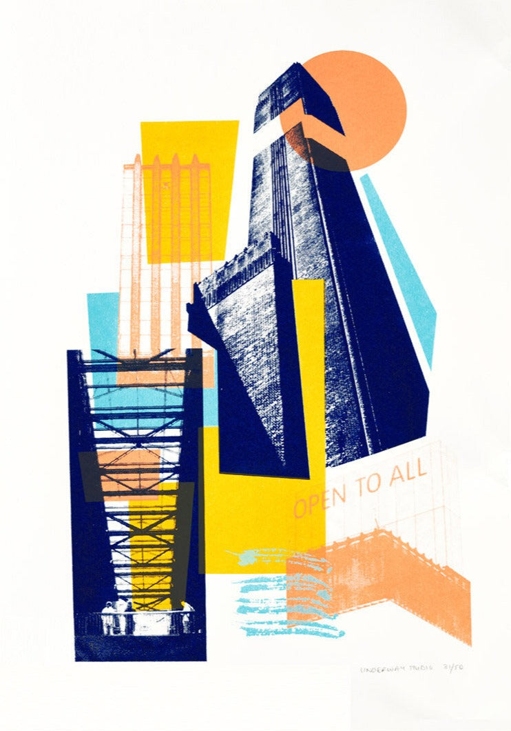 Tate Boiler House by Underway Studio, a limited edition 4 colour screenprint on lambeth cartridge 280 gsm from 2018