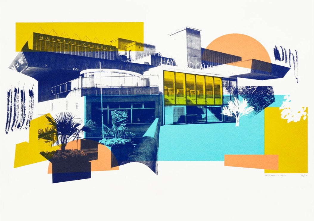 Hayward Gallery by Underway Studio, a limited edition 4 colour screenprint on lambeth cartridge 280 gsm from 2018