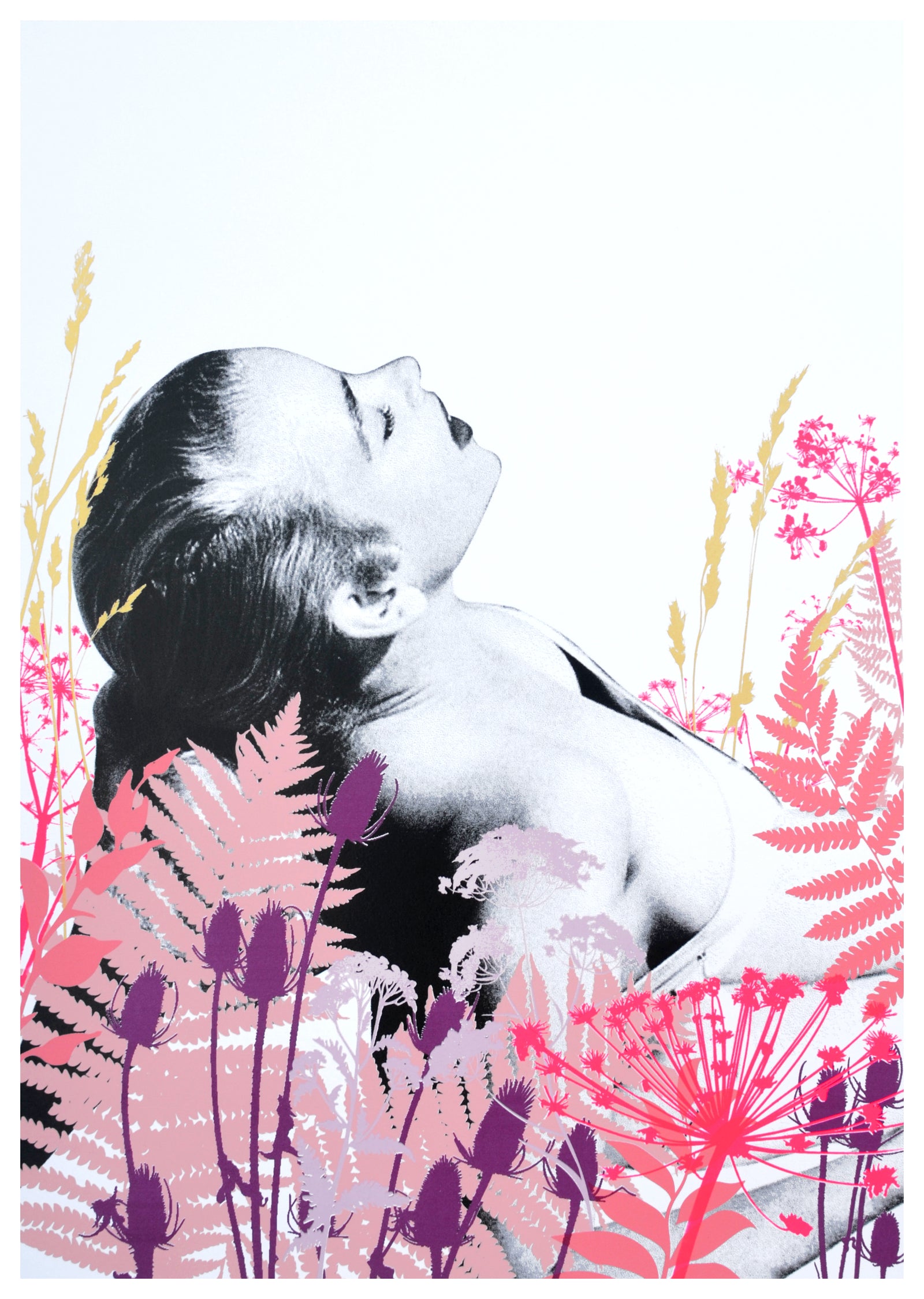 Venus In Fleurs by Cassandra Yap, a limited edition seven colour screen print with gold ink printed on gfsmith naturalis 330gsm paper from 2022