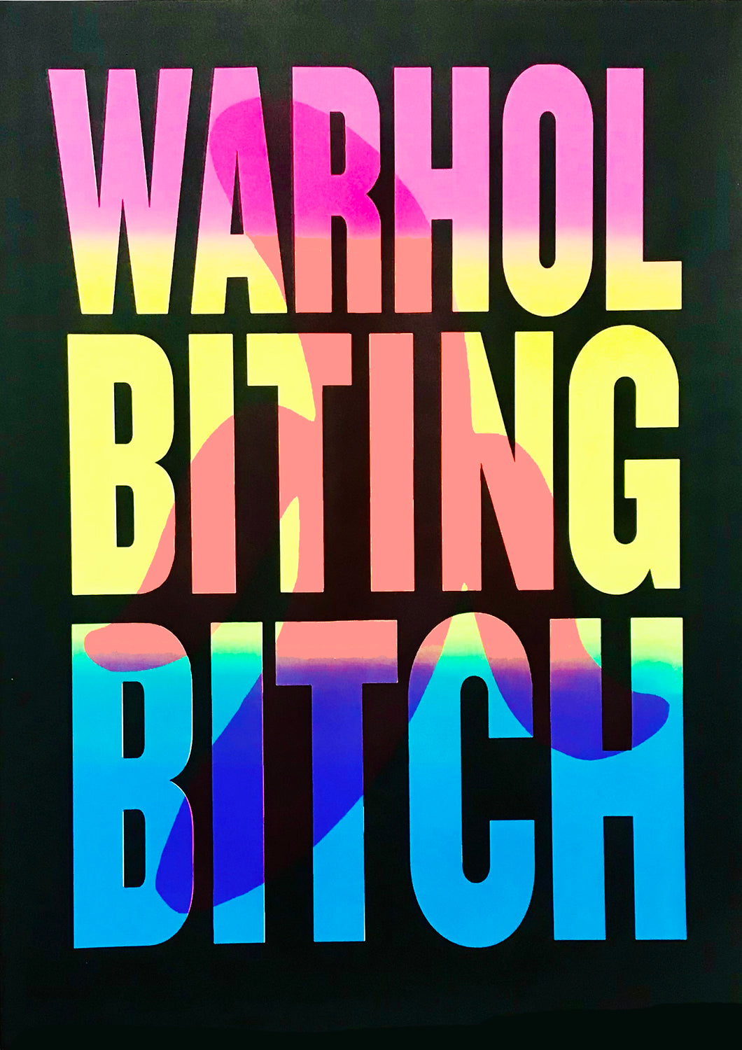 Warhol Biting Bitch (Black) by Shuby, a limited edition multicoloured silk screen print placed on 250gsm paper from 2021