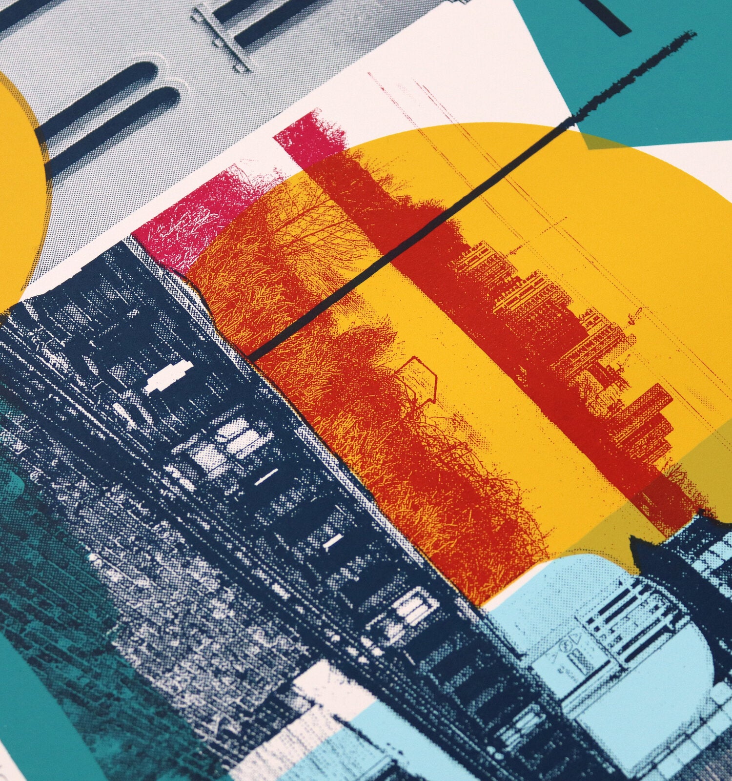 Walthamstow Wetlands by Underway Studio, a limited edition 5 colour screenprint on southbank smooth 300gsm paper from 2021