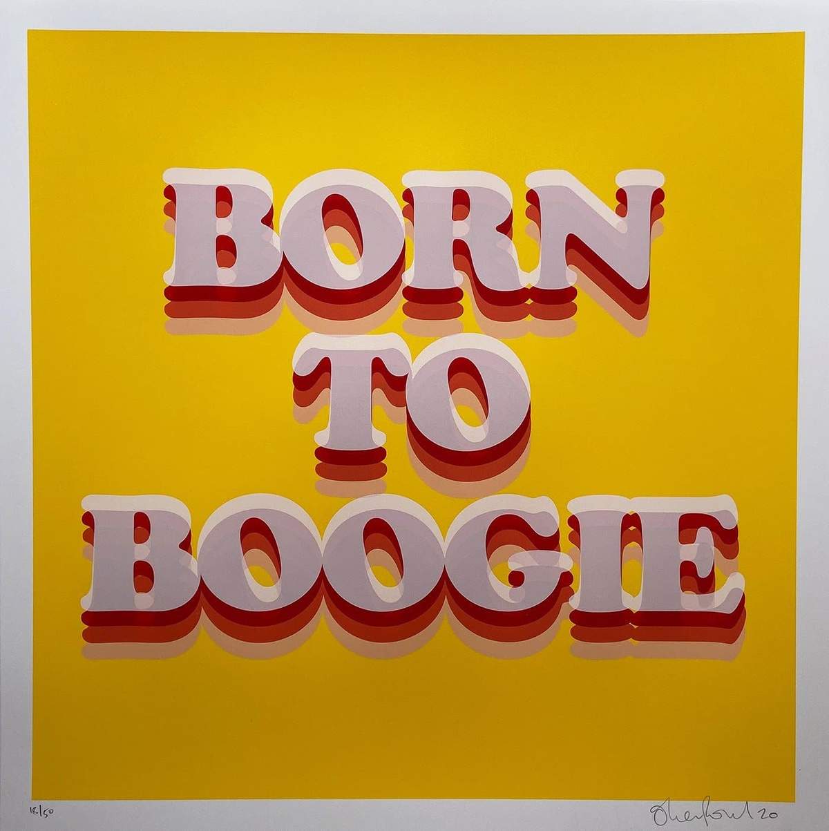 Born To Boogie by Oli Fowler, a limited edition 5 layer screen print on 300gsm madrid litho paper from 2020