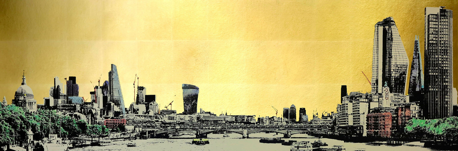 Cross Over The River - (Framed) by Jayson Lilley, a limited edition hand pulled screen print with gold leaf finished with pen and ink, printed on archival museum board. from 2021