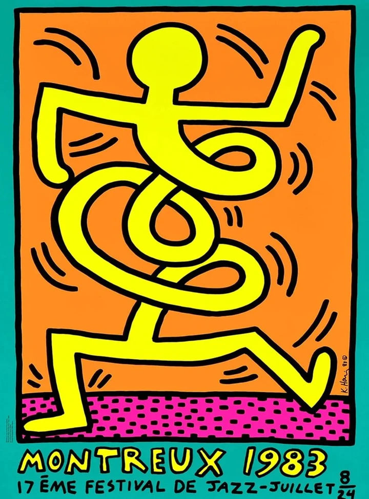 Montreux Jazz Festival (Green) (Framed) by Keith Haring