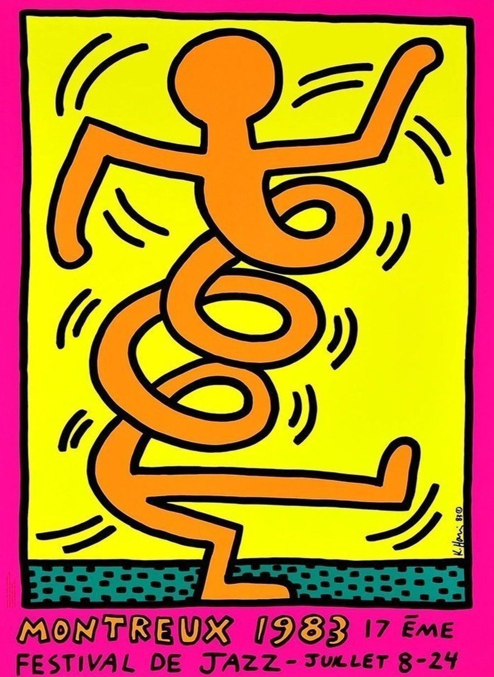 Montreux Jazz Festival (Pink) (Framed) by Keith Haring