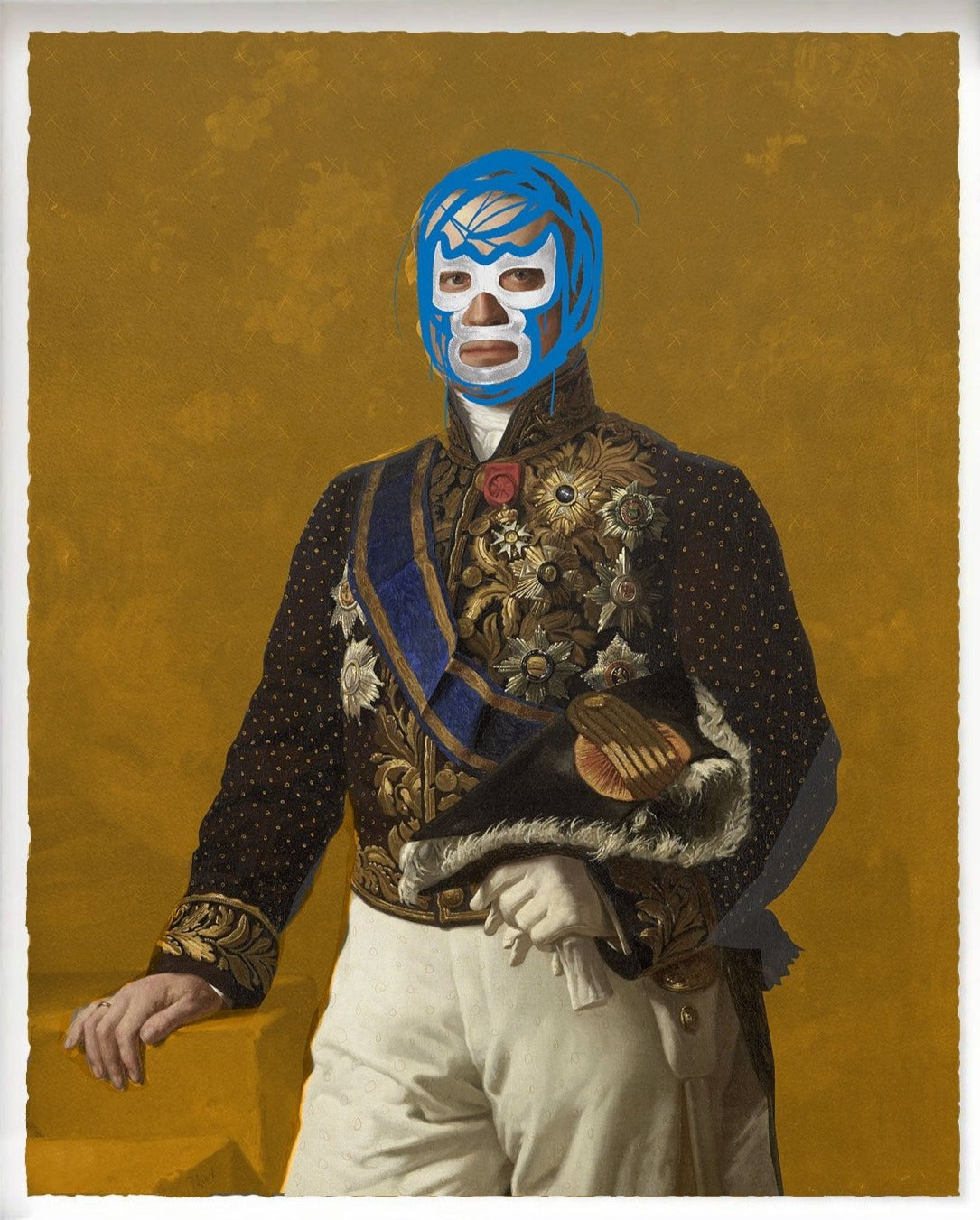 Portrait of Heroes - Charles Ferdinand by Heath Kane, a limited edition acrylic painted over archival giclee using gold ink, pencil with hand embroidery   from 2021