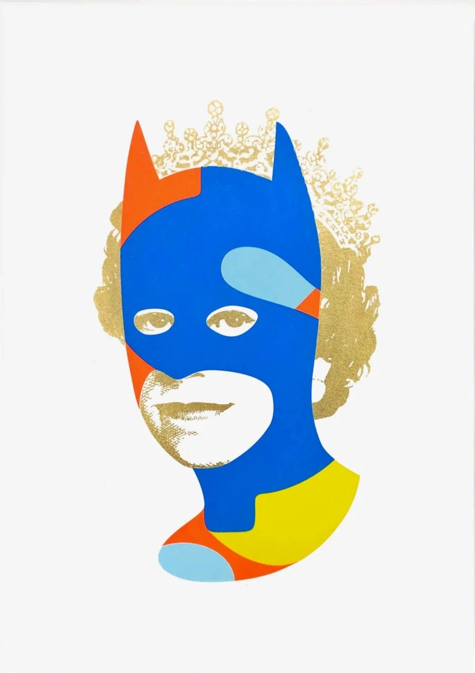 Rich Enough to be Batman - Blue and Gold Dollar Sign by Heath Kane, a limited edition four colour screen print on southbank coarse 310gsm paper from 2021