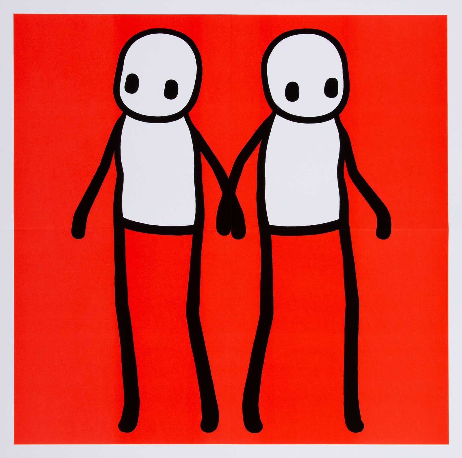 Holding Hands - Red (Unsigned) (Framed) by Stik, a limited edition lithographic poster in colours on 140gsm wove.  from 2020