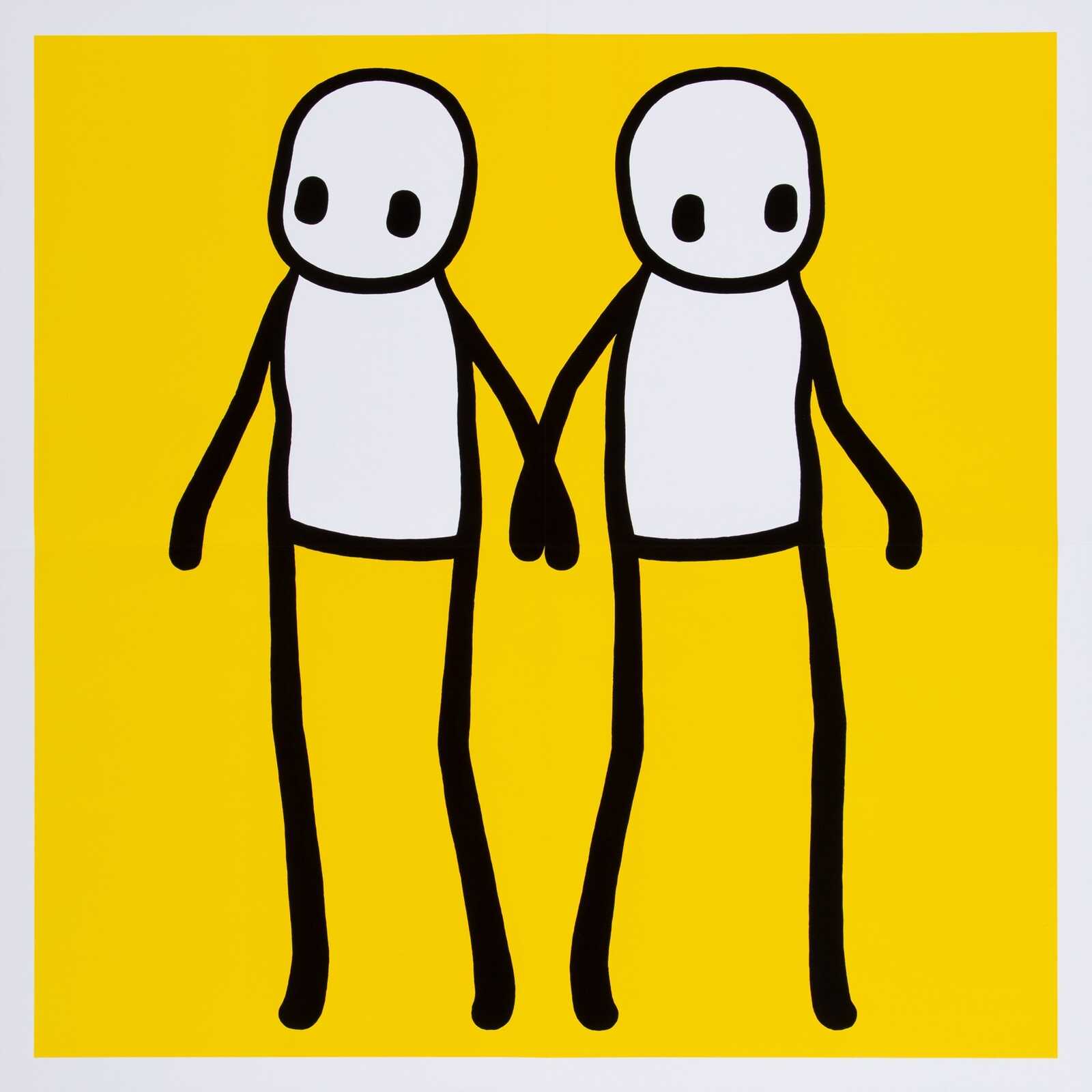 Holding Hands - Yellow (Unsigned) (Framed) by Stik, a limited edition lithographic poster in colours on 140gsm wove.  from 2020