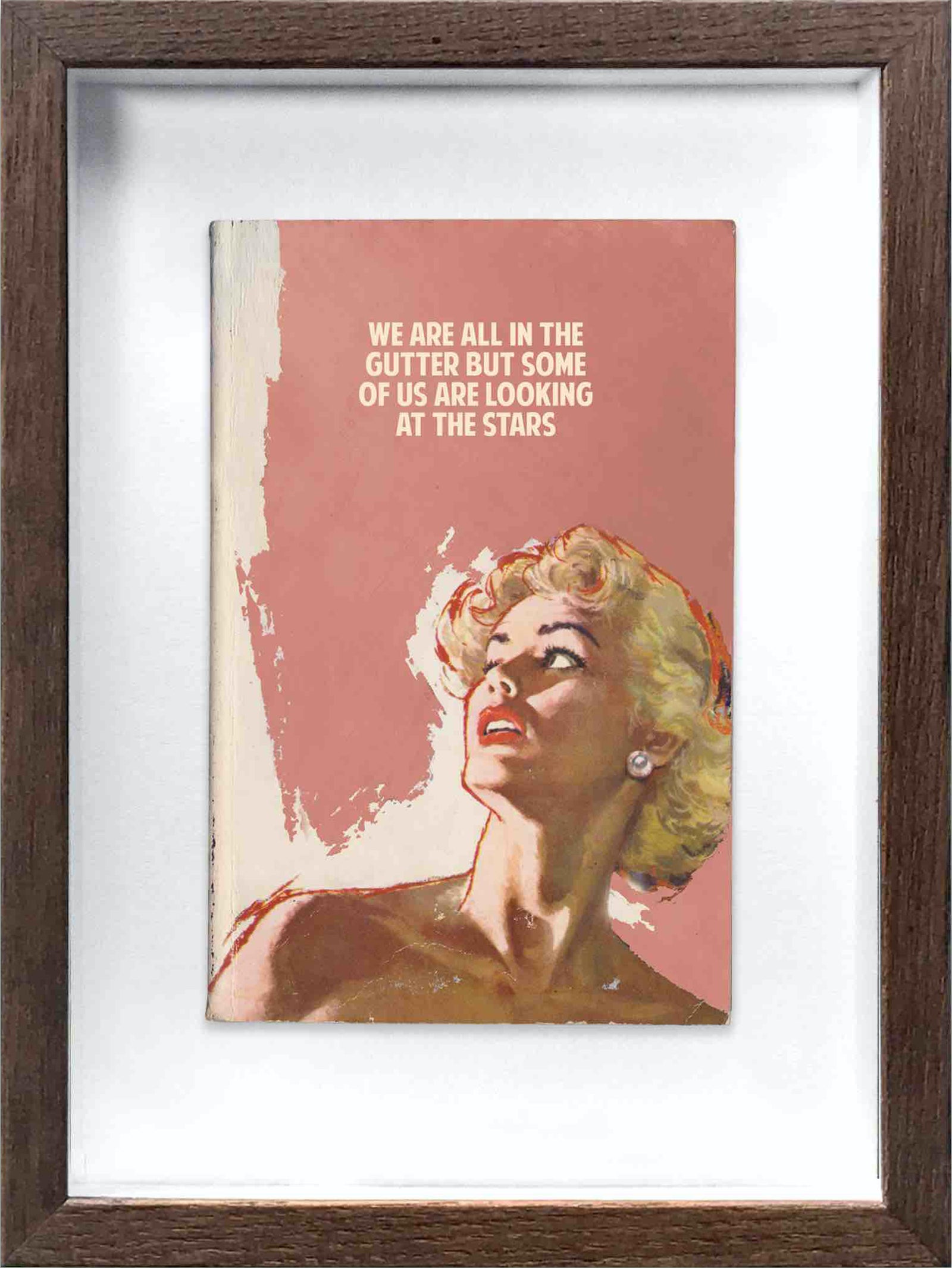 We Are All In The Gutter – Pink (Framed) by The Connor Brothers, a limited edition hand painted vintage paperback book with silkscreen from 2019